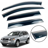 Дефлектор вікна для Volvo XC90 2003-2015 (на скотче) з нерж. хром полоскою